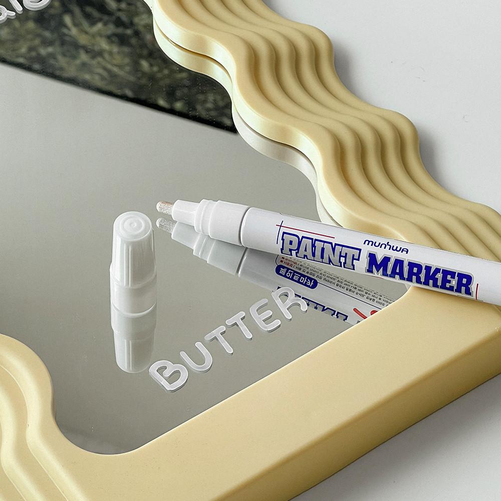 거울 유리 드로잉 마카펜 화이트