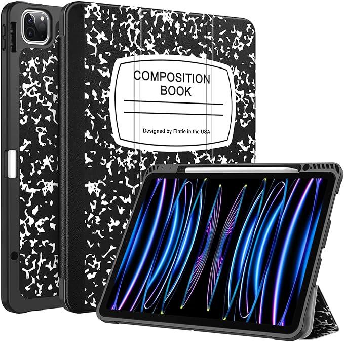 Fintie Case for iPad Pro 12.9-inch 6th Generation 2022, [Built-in Pencil Holder] Slim Soft TPU Protective Cover with Auto Wake/Sleep, Also Fit iPad Pro 12.9" 5th & 4th & 3rd Gen, Composition Book