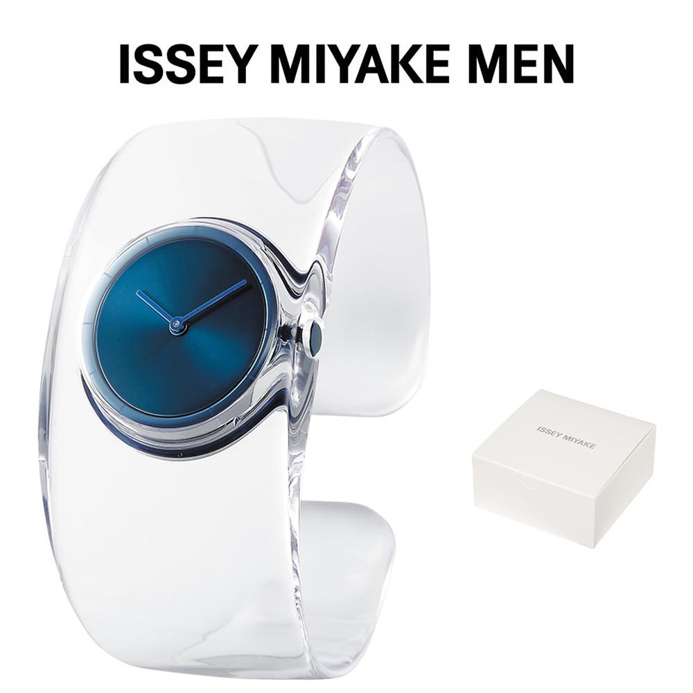 이세이미야케 시계 O 손목시계 아날로그 투명 블루 한정판