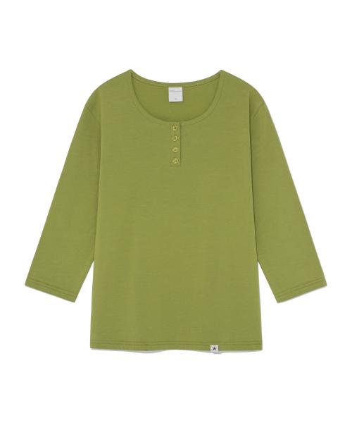 (w) TCM henley neck three-quarter sleeve (olive)