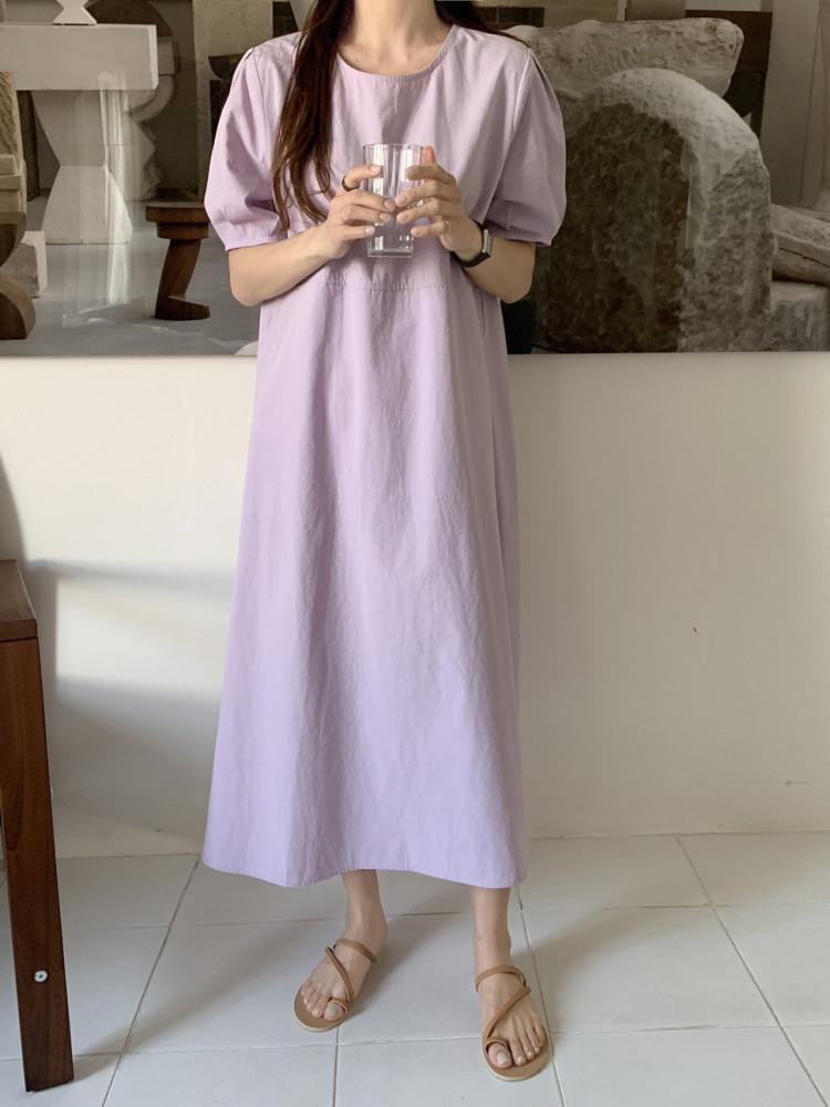 (단독제작/당일발송) 라일락 퍼프 원피스 (라일락,블랙)