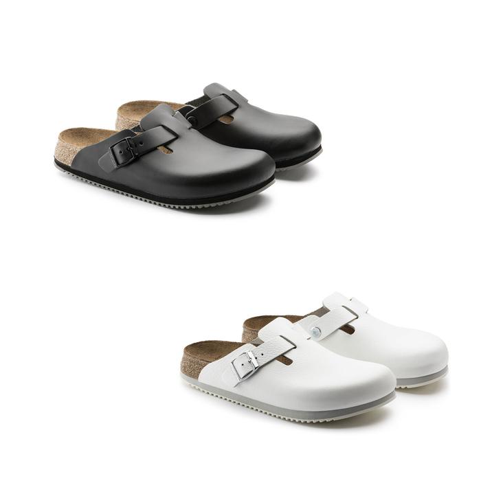 [해외] 버켄스탁 보스턴 슬리퍼 화이트 블랙 원마일 룩