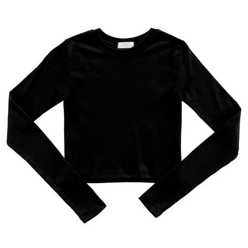 플랜데이 여성용 무지 기본 쫀쫀 면 크롭 긴팔 티셔츠 - 티셔츠 | 쿠팡