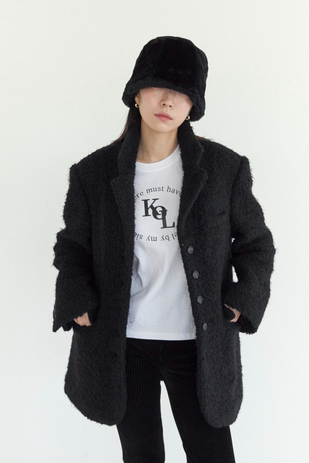 Fluffy Overfit Wool Jacket Black