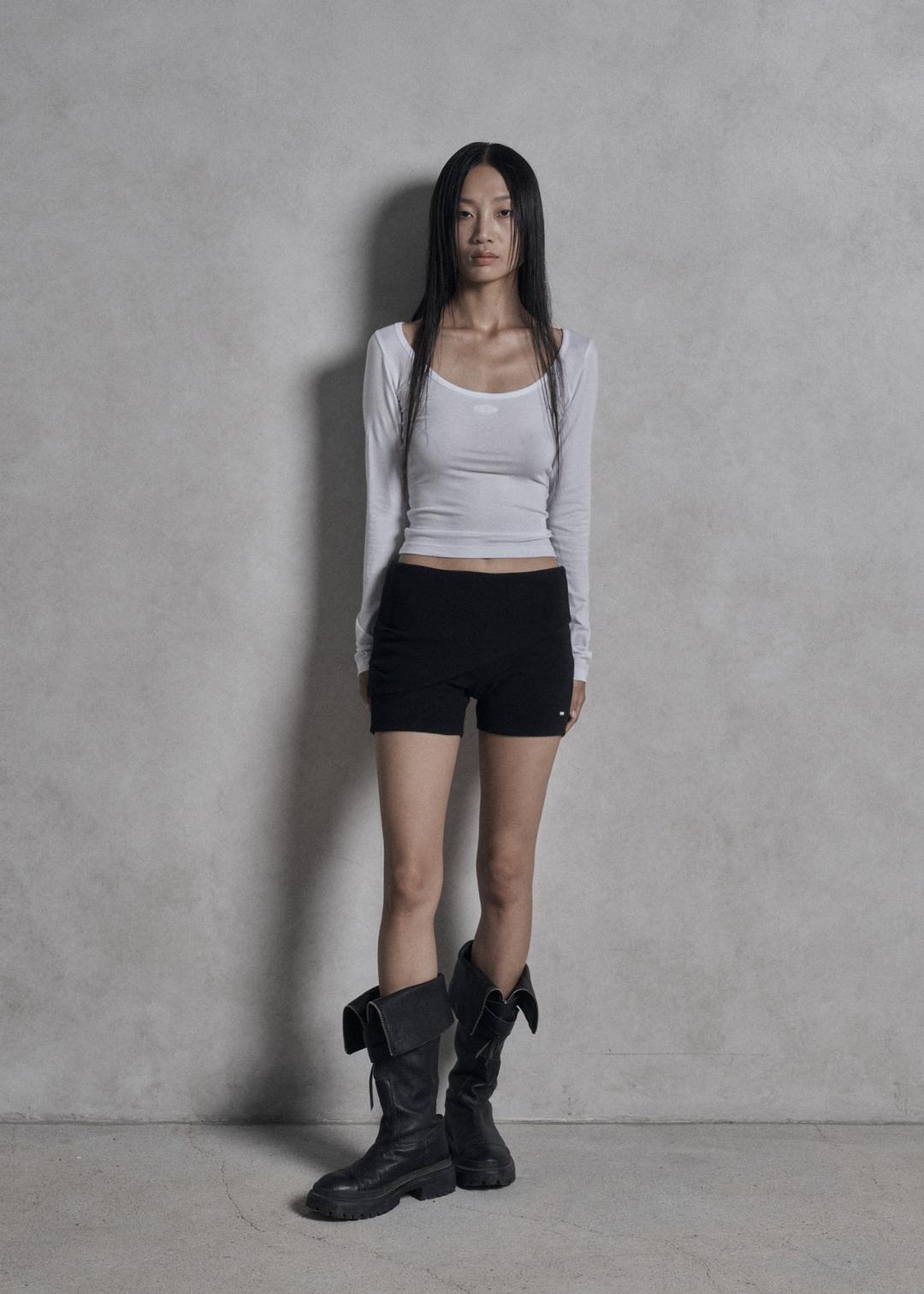 BASIC DEEP U NECK LONG SLEEVE, IVORY