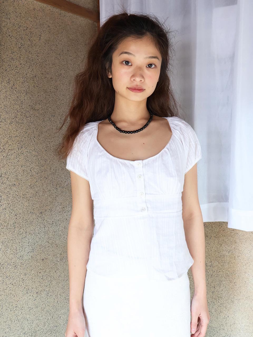 UKI LACE BLOUSE WHITE STRIPE