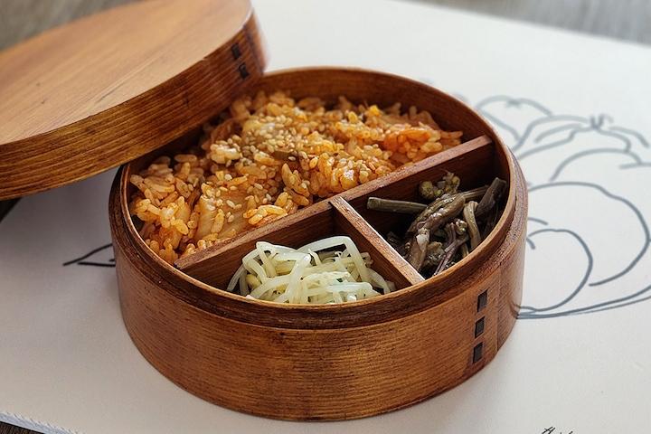 나무 도시락통 원형 1단