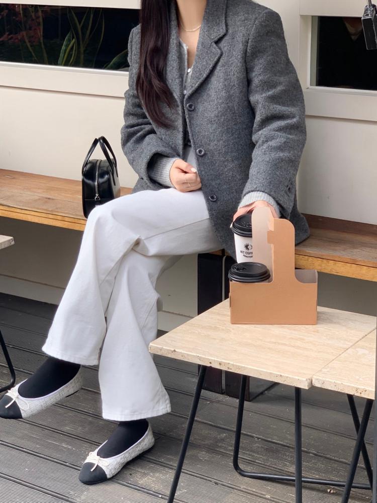 [12일 자정까지 할인가 / 바로배송]  에뜨 부클 울 자켓 (차콜)