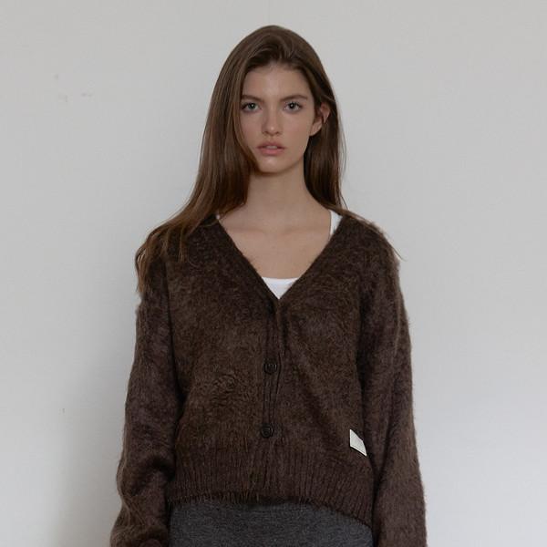 HAIRLY BRUSH SHORT CARDIGAN (BROWN) (11.20 PRE-ORDER DELIVERY)