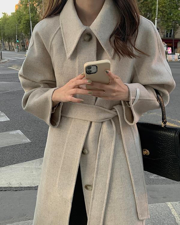 (메리노울100%) 퓨어다 핸드메이드 코트 (ver. 빅카라 뒷버튼 구스내피)