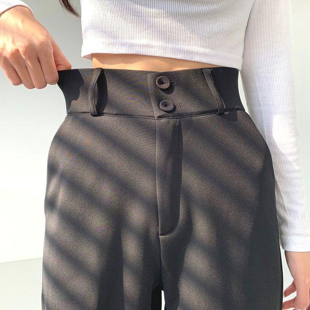 ~2XL[기장선택!!/융기모+밴딩]허리밴딩 융털기모 도톰한데 다리 굵어보이지 않는 스판 와이드 슬랙스팬츠_복플레이스_복플레이스