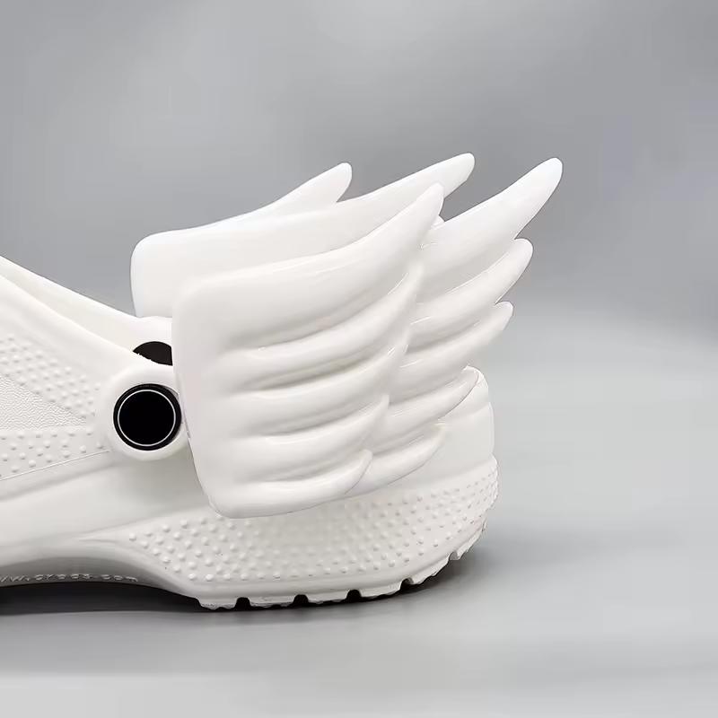 Crocs Charms 디자이너를위한 1 쌍 패션 천사 날개 DIY 품질 모든 경기 신발 액세서리 장식 남자/여자