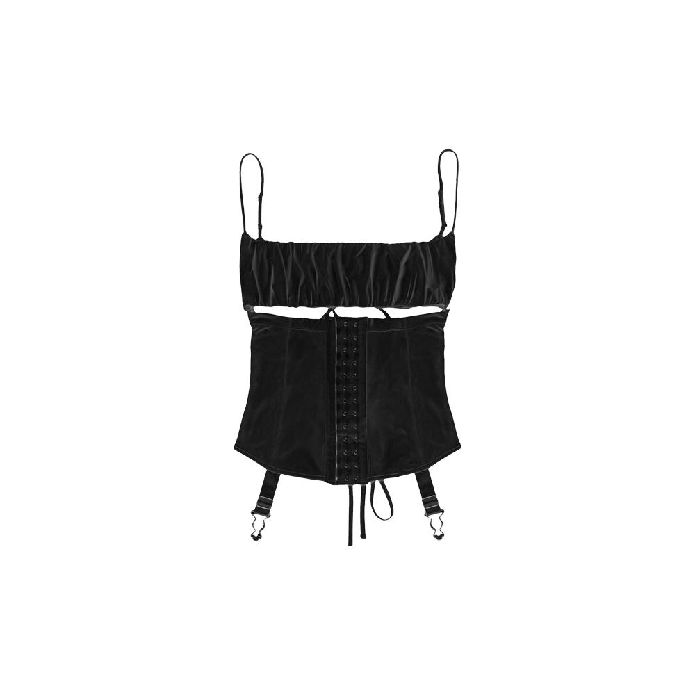 [BONNAE : 본네] Lace-up corset top (Black)