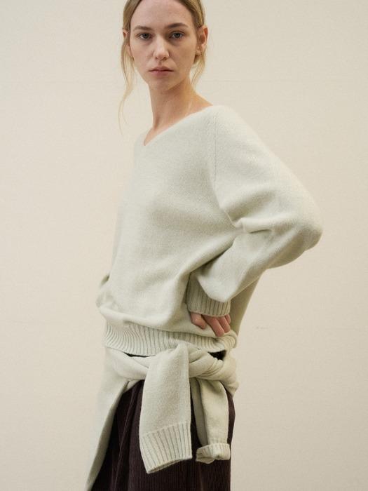 CAMEL WHOLGA V-NECK _MINT