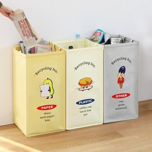 더길어진 뉴트로 반전매력 재활용 분리수거함3P