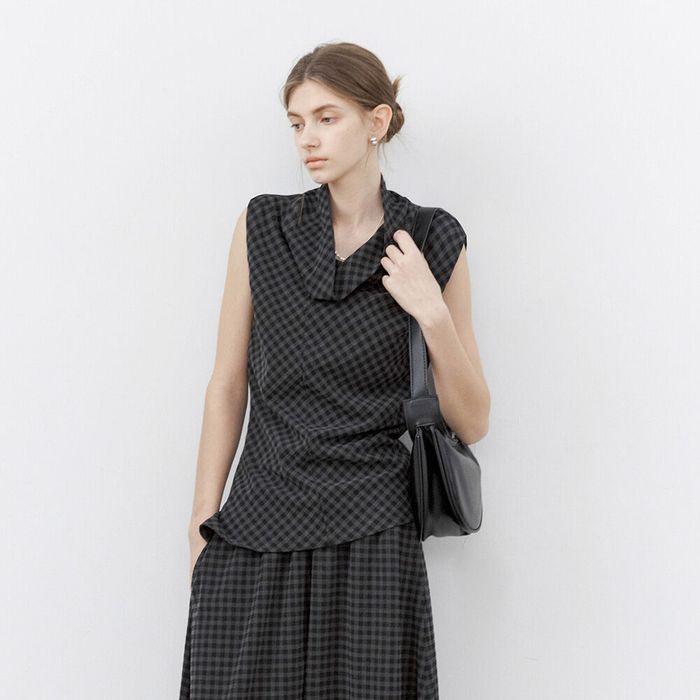 TG_Plaid swing sleeveless top