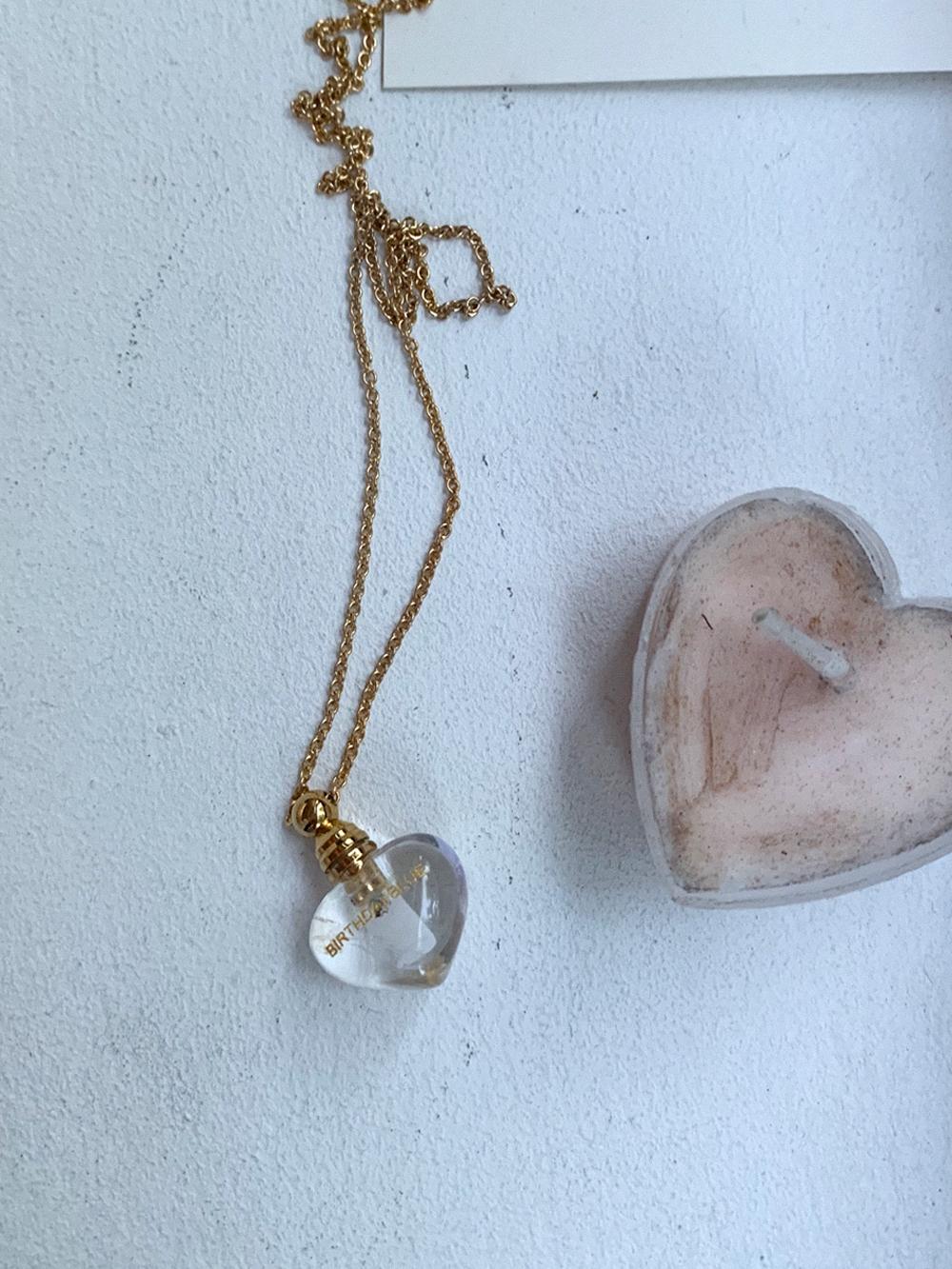 Crystal heart perfume necklace