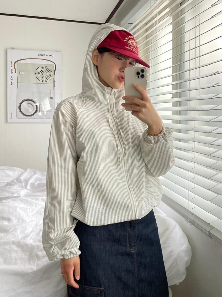 봄점퍼 간절기자켓 스트라이프 후드자켓 (2color)