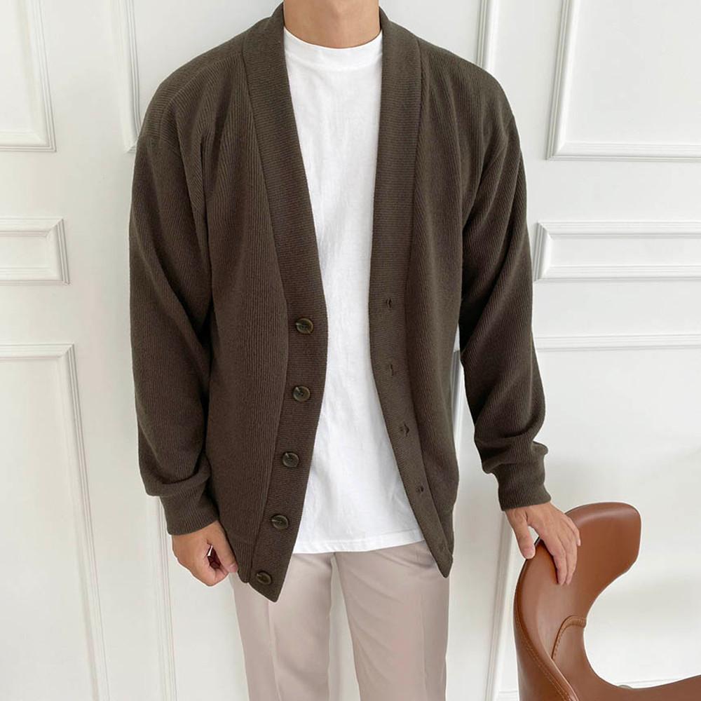 [1+1]남녀공용 스판 골지 무지 기본 오버핏 니트 가디건(9color)