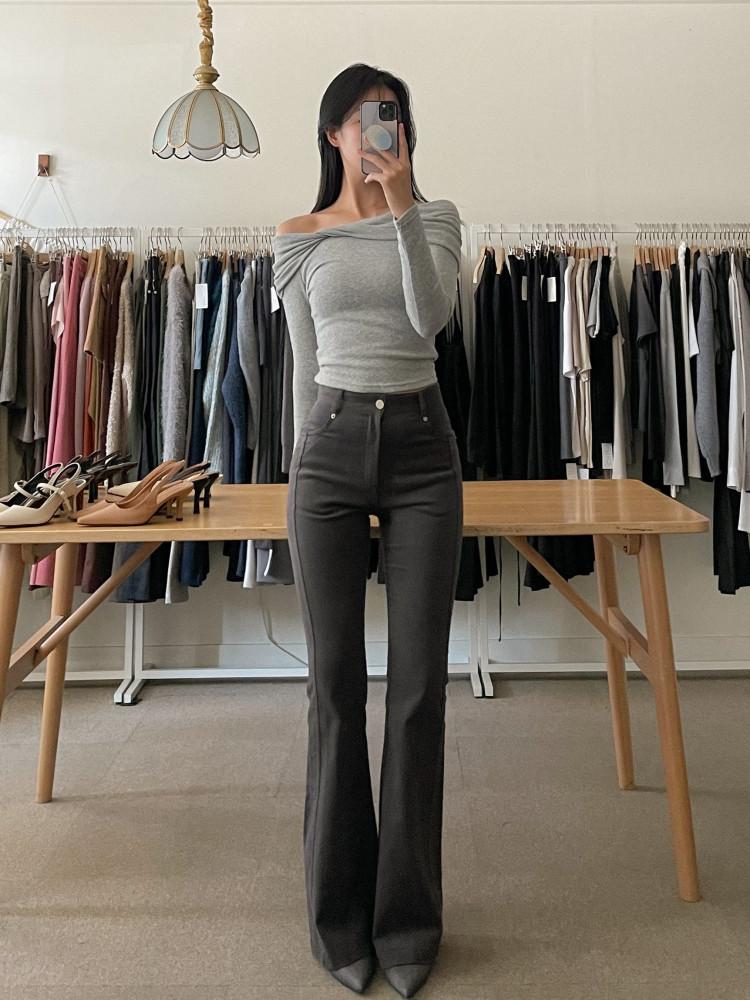 [기모버전] 시카 기모 맥시 롱 슬림핏 세미 부츠컷 팬츠 (3color)