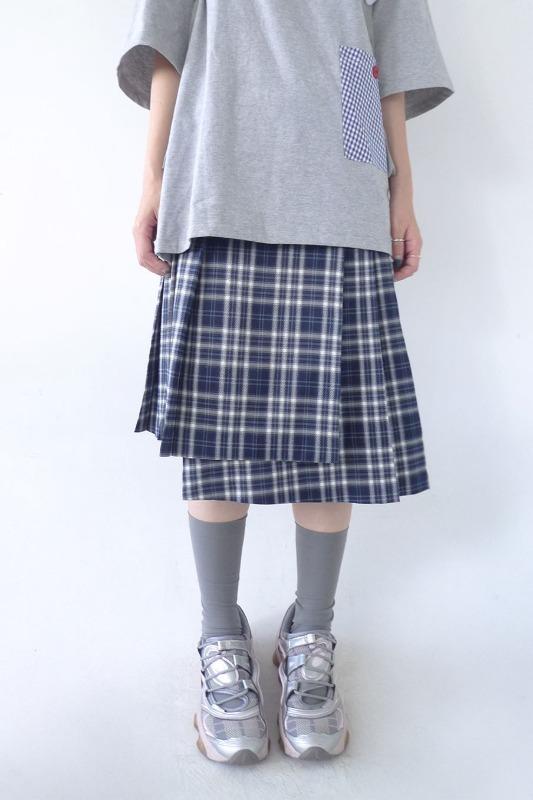 히피디피 check wrap pleat skirt (2color)