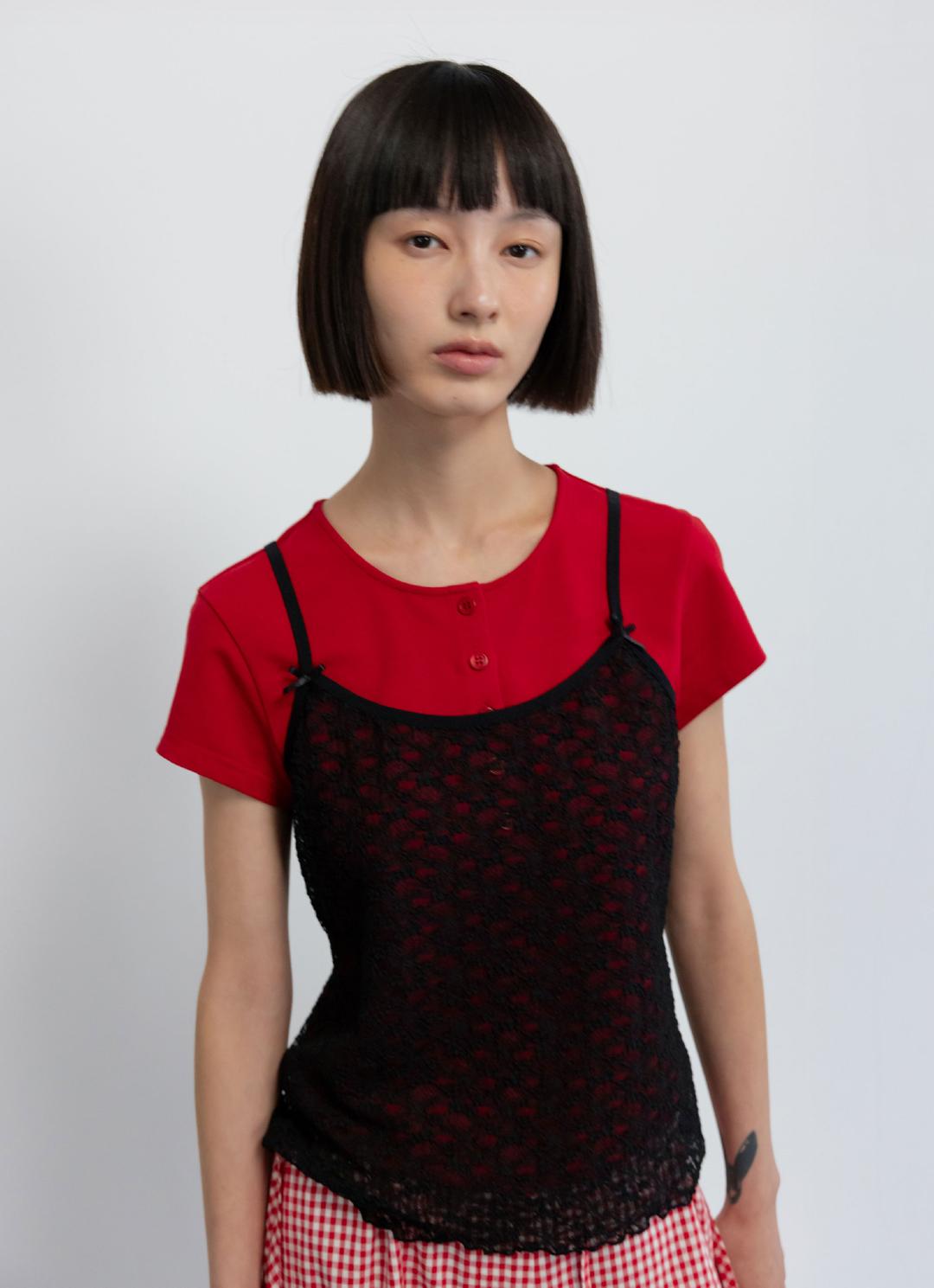 25SS LACE SLEEVELESS TOP / BLACK