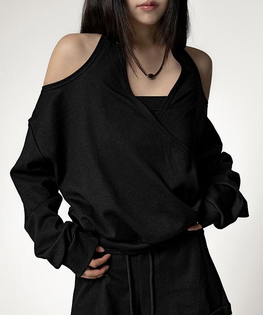 누아뮤트 [MADE] 맨츠피 홀터 오프숄더 맨투맨 트레이닝 반바지 (SET) HALTER OFF-SHOULDER SWEATSHIRT TRAINING SHORTS (SET)
