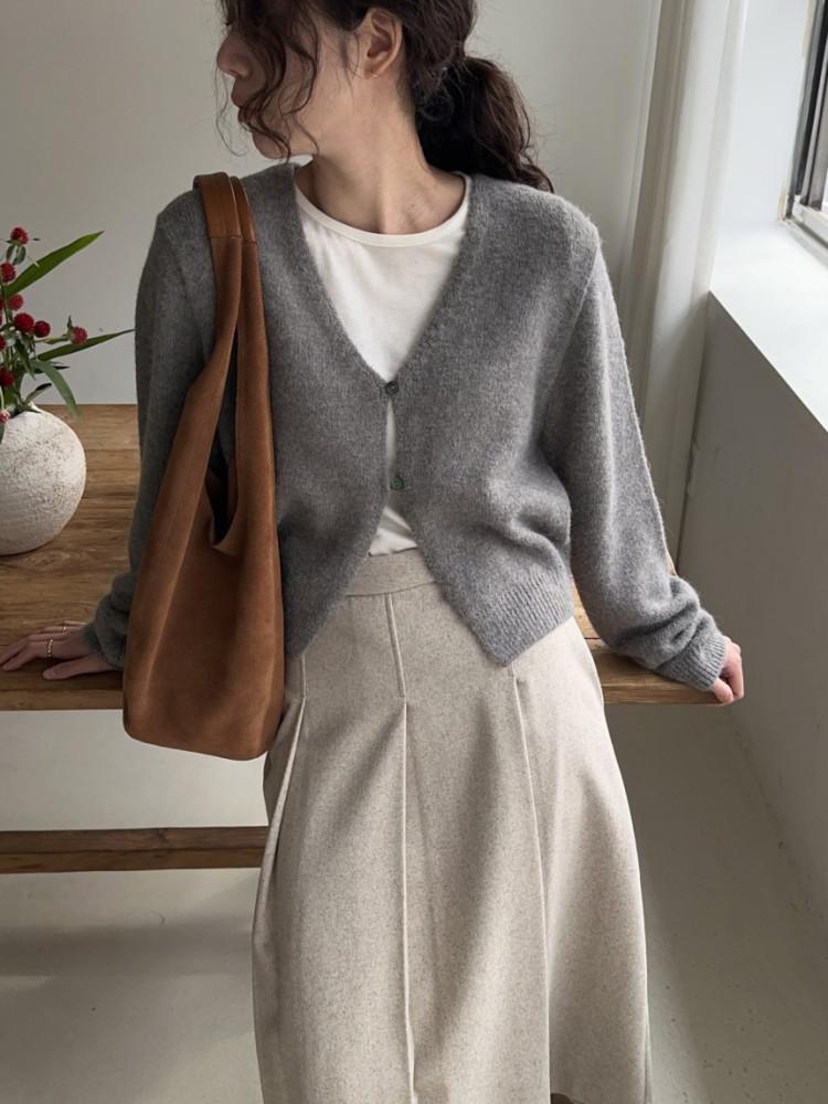 [de ondo] 드온도 알파카 볼레로 가디건 울 브이넥 니트 (4color)