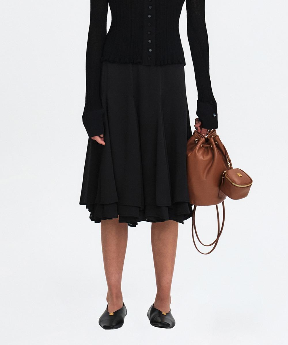SS25 DOUBLE LAYERED SHEER SKIRT - BLACK