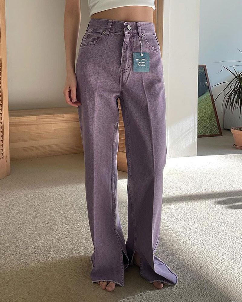 밑단 트임 퍼플 다잉 부츠컷 팬츠  1color