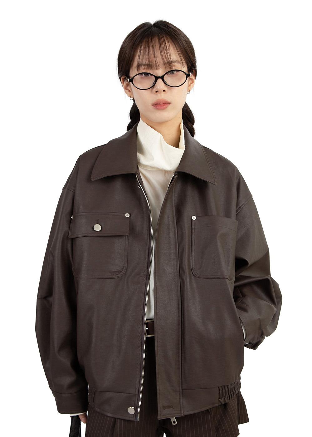 SLAB LEATHER POCKET BLOUSON