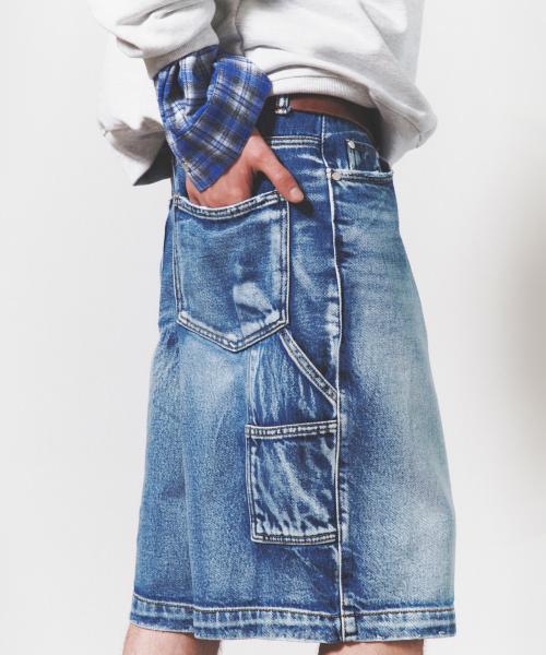 카펜터 버뮤다 데님 팬츠 우먼_블루