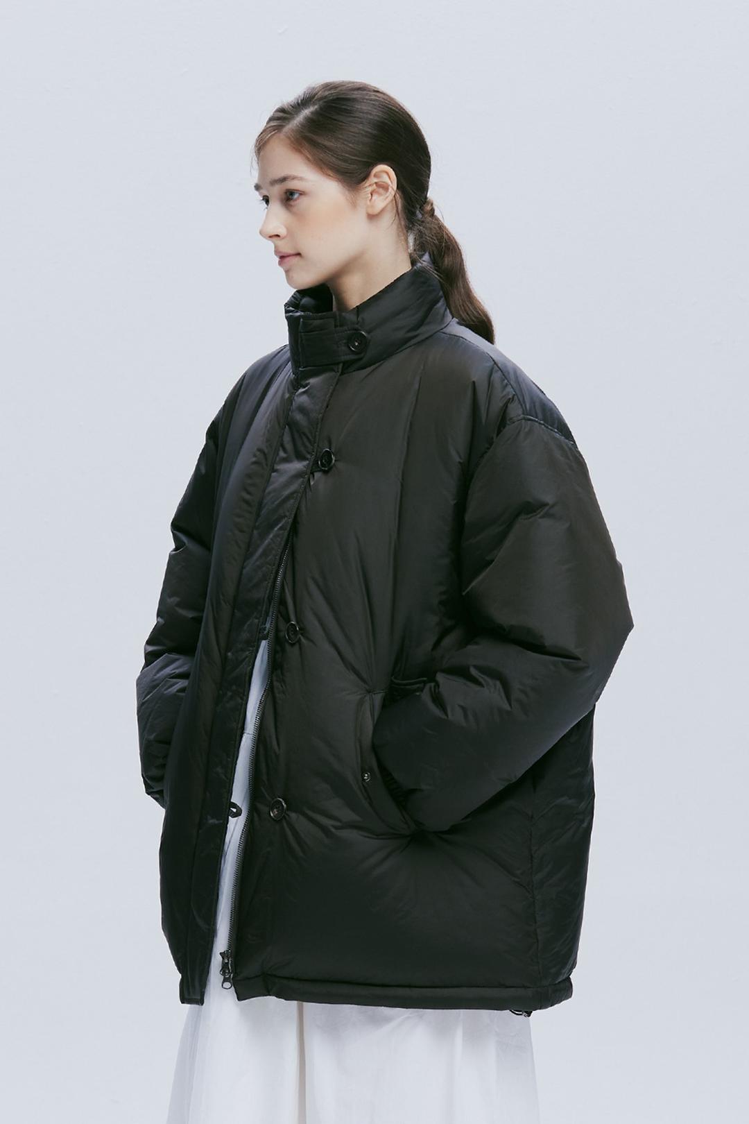MID-LENGTH DOWN JACKET (KHAKI-BLACK)