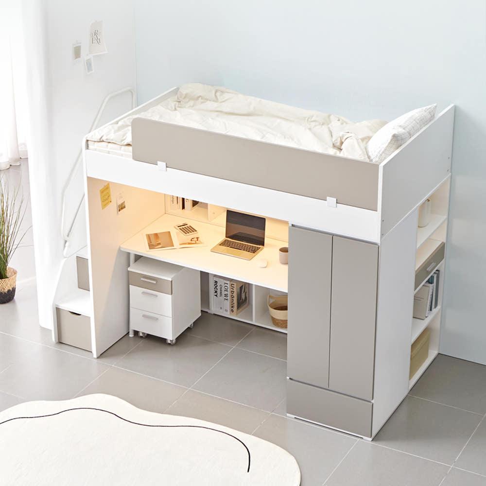 원마인드 유드림 높은 성인 벙커침대 슈퍼싱글 프레임 책장 수납 수납침대