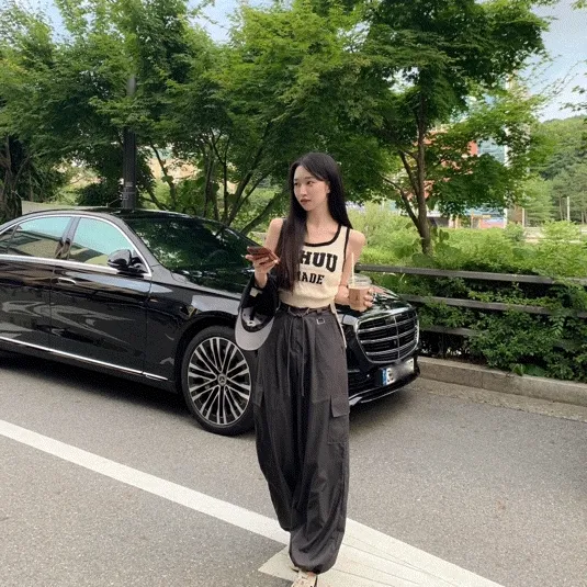 [ 허리조절가능ღ/ 4color] 츄 셔링 나시 슬림핏 힙 민소매 슬리브 데일리 레이어드