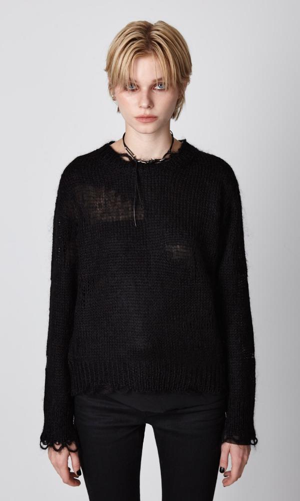 KIDMOHAIR DISTRESSED KNIT (BLACK)