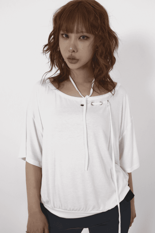 eyelet laceup tee_white