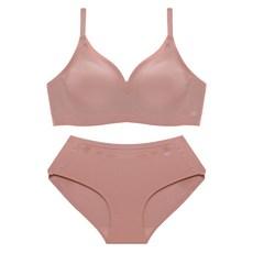 글램공감 심리스 퓨징 이플 노와이어 무봉제 누디 끈 후크형브라 + 삼각팬티 세트