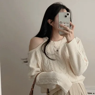 [어깨트임/가을준비*.*] 꽈배기 어깨트임 루즈핏 라운드 니트 (5color)