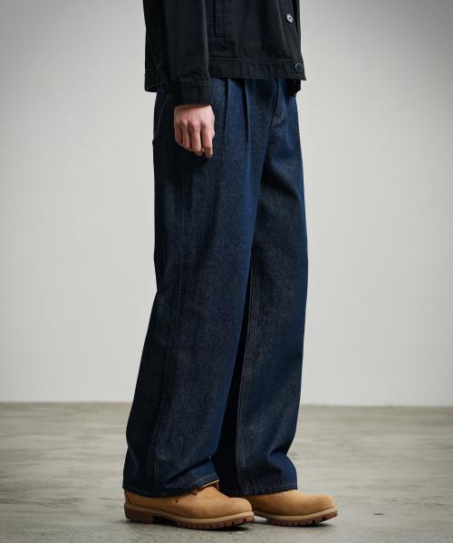 프레디 투턱 와이드 생지 데님 [RAW BLUE]