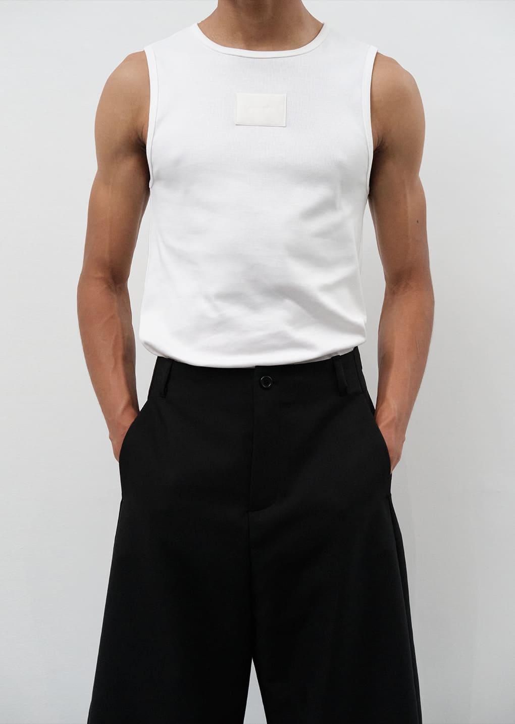 round neck sleeveless top, white