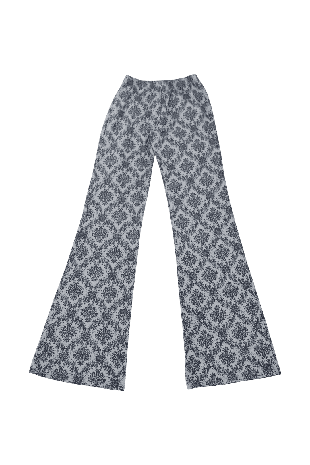 [Pink orchid house] Paisley jacquard boots cut pants (3color) (Navy)