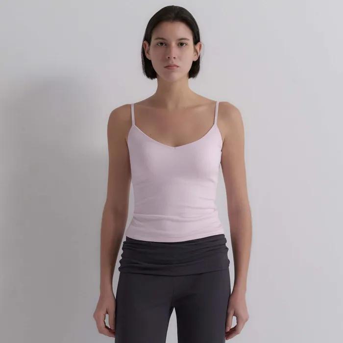 Ribbed Pad Cup Top - Baby Pink