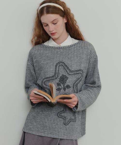 Star Graphic Long Sleeve Top - Grey