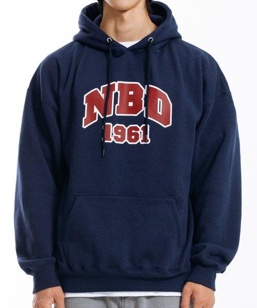 NBD 클래식 로고 후드 네이비