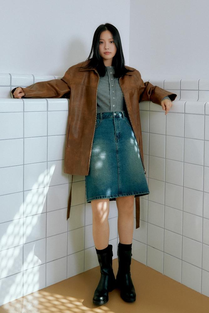 클래식 데님 미디 스커트 [BLUE] - 오아이오아이컬렉션