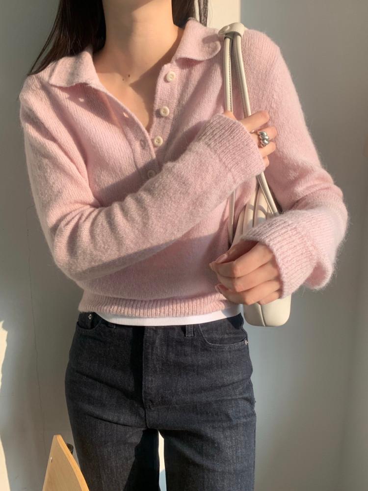 [르벤] 데이지 여성 루즈핏 알파카 카라 여리여리 니트 (3color)