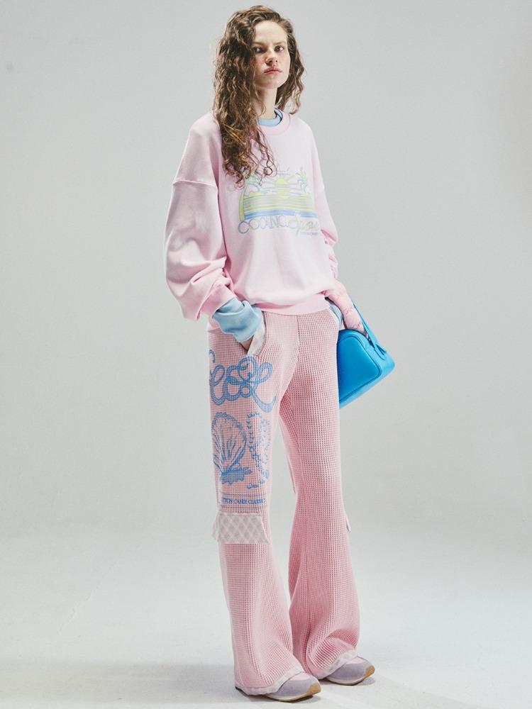 PEARL SHEEL WAFFLE JOGGER/BABY PINK
