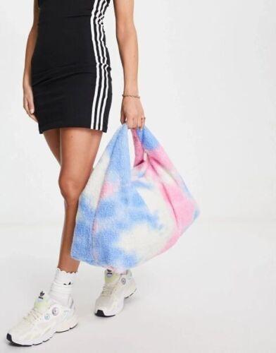 아디다스 HK0141 플리스 타이다이 솜사탕 어깨 지퍼 백 블루/핑크