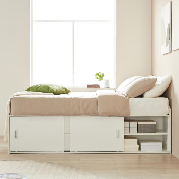 라임 슬라이딩 수납 무헤드 높은 침대프레임 SS